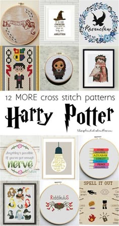 harry potter cross stitch pattern collection with the words harry potter written in black and white