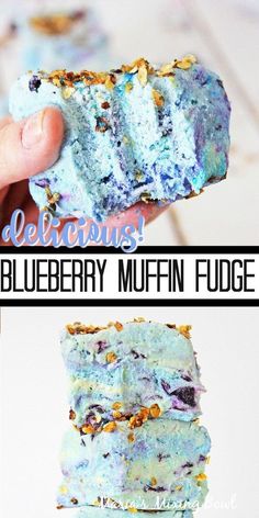 the blueberry muffin fudge is an easy dessert that's ready to be eaten