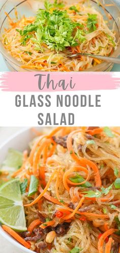 thai glass noodle salad with carrots and cilantro