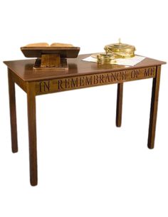 Walnut Stain Communion Table - In Remembrance Of Me Church Table, Communion Table, Church Furniture, In Remembrance Of Me, In Remembrance, Maple Hardwood, Church Decor, Walnut Stain, Walnut Finish