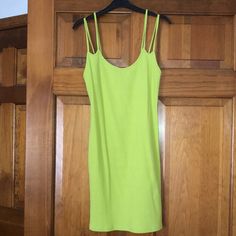 Two Straps On Each Side Ribbed Material Tight, Above Mid Thigh Zara Strappy, Sides For Ribs, Zara Dresses, Colorful Dresses, Slip Dress, Tights, Zara, Neon, Mini Dress