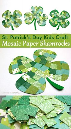 st patrick's day kids craft mosaic paper shamrocks