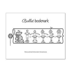 the ballet bookmark is shown in black and white, with an image of dancers