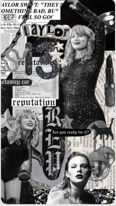 a collage of photos with the words taylor and other things on it, including an advertisement