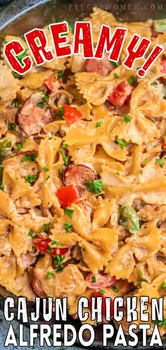 the cover of creamy cajun chicken alfredo pasta