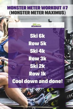 an advertisement for the monster meter workout 7k and 6k, with text overlaying