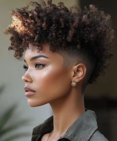 51 Stunning Short Haircuts for Black Women: Embrace Your Natural Beauty - Page 14 of 17 - The Fusion Feed Short Curly Mohawk, Afro Styles, Tapered Afro, Natural Hair Haircuts, Curly Mohawk, Short Haircuts For Black Women, Shaved Side Hairstyles, Tapered Natural Hair, Natural Hair Cuts