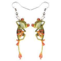 PRICES MAY VARY. Acrylic Classic Frog Design By DUOWEI,DUOWEI Have Copyright Earrings size:1.37"tall & 1.22" width; earrings weight: 2.8g Dainty cute frog earrings not only remain the beauty but also added a touch of delicate and lovely feel. Suitable for all Women and perfect as everyday earrings. It is great for the women that love frog. Gift it to your wife, mother and friends at Birthday, Graduation, Anniversary, Mother's day, Thanksgiving, Christmas or any special occasions. Perfect for any Acrylic Frog, Party Gifts For Women, Sweet Frog, Frog Earrings, Earrings Fancy, Frog Jewelry, Frog Design, Cute Frog, Cute Frogs