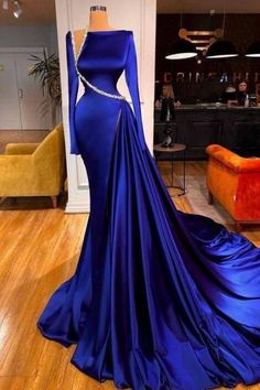 Evening Dresses Long Sleeve, Modest Evening Dresses, Blue Mermaid Prom Dress, Formal Party Dresses, Exclusive Gowns, Women Robe, Modest Evening Dress, Makeup Tip, Long Sleeve Evening Gowns