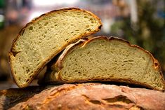 two loaves of bread sitting on top of each other