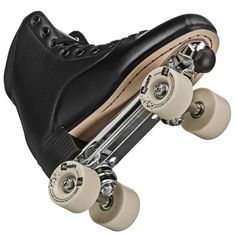 a pair of shoes that are on top of a skateboard