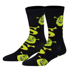 Crazy Socks, Shrek Heads, Animated Children's Movie, Funny Novelty Print. Crazy Socks by Odd Sox was solely established to dismantle the status quo and to represent all aspects of being yourself. Whether it is the design of our socks, the messages we advocate or the people we represent, we are always supporting the right to express yourself and Stand Out, Be Odd. Knit from a thick, comfortable cotton and elastic/ spandex blend for a breathable, yet stretchy fit. Say goodbye to tired toes and hel Crazy Socks Day Diy, Movie Funny, Socks Aesthetic, Silly Socks, Being Yourself, Weird Gifts, Cozy Socks, Crazy Socks, Status Quo