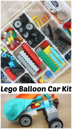 the lego balloon car kit is packed with construction toys and building blocks to make it easier for