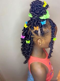 Kids Birthday Hairstyles Black, Cute Hairstyles Braids Black Kids, Kids Butterfly Locs, Kids Faux Locs, Loc Hairstyles For Kids, Kids Locs Styles Daughters, Kids Crochet Hairstyles, Girls Braided Hairstyles Kids, Black Kids Braids Hairstyles