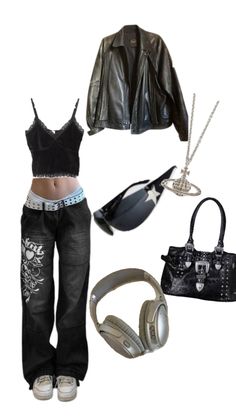 Skater Outfits, 2000s Clothes, Y2k Clothing, Mood Board Fashion, Gothic Outfits