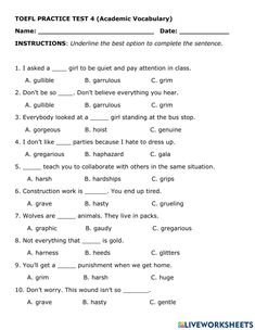 worksheet for grade 4 students to practice their english speaking skills and writing words