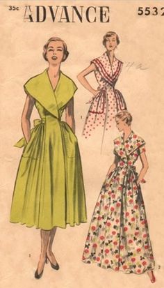 two women's dresses, one in green and the other in white with polka dots