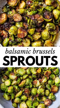 brussel sprouts with balsamic brussels sprouts in a white bowl