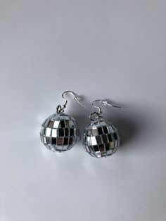 Mini 1" disco ball earrings with sterling silver plated hypoallergenic findings. Disco Theme Birthday Party Outfit, Disco Ball Accessories, Cowgirl Theme Birthday, Disco Cowgirl Theme, 70s Disco Style, Mini Disco Ball, Disco Ball Earrings, Birthday Party Accessories, Disco Glam