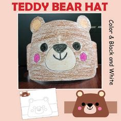 the teddy bear hat is made out of paper