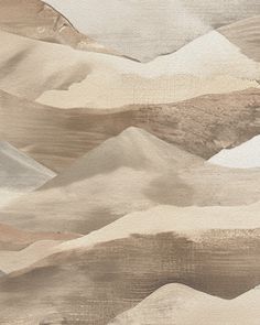 an abstract painting with mountains and trees in the foreground, on a beige background