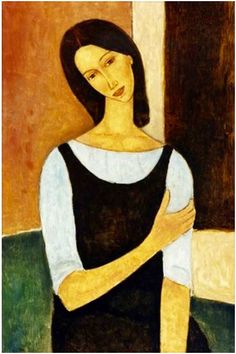 a painting of a woman with her arms crossed