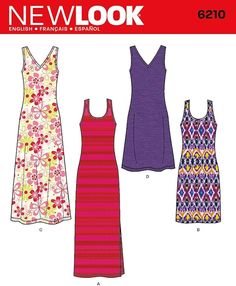 three dresses and one tank top sewing pattern