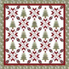 a quilted christmas tree with red and green accents