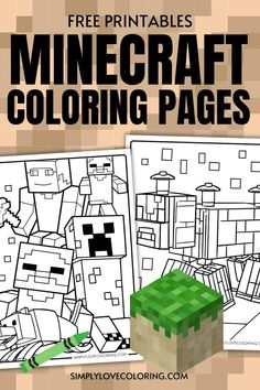 printable minecraft coloring pages for kids with the title, free printables