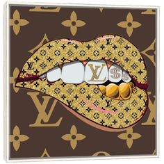 a louis vuitton lipstick with gold and white decorations on it