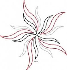 a cross stitch pattern with red, black and white beads in the shape of a flower