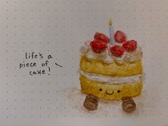 a drawing of a cake with candles on it