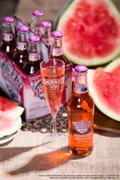 watermelon and other beverages are on the table