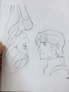 a drawing of two people facing each other