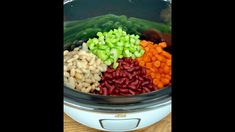 beans, carrots and celery in an electric pressure cooker