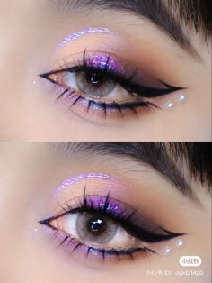 Colorful Eye Makeup With Glasses, Jelly Eye Makeup, Ateez Inspired Makeup, Black Fairy Makeup, Iridescent Makeup Looks, Duochrome Eyeliner, Fairy Core Makeup, Cybercore Makeup, Спонж Beauty Blender