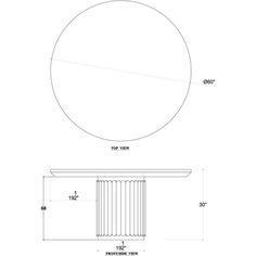 a drawing of a round table with an oval base and the measurements for each piece