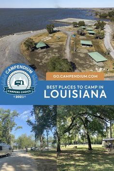 the campground at best places to camp in louisiana is featured on this postcard