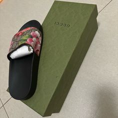 Gucci Slides. Gucci Designer Slides With Flat Heel, Designer Gucci Slides With Flat Heel, Multicolor Designer Gucci Sandals, Gucci Slip-on Slides For Spring, Gucci Spring Slip-on Slides, Gucci Slides, Gucci Pink, Gucci Shoes, Slides