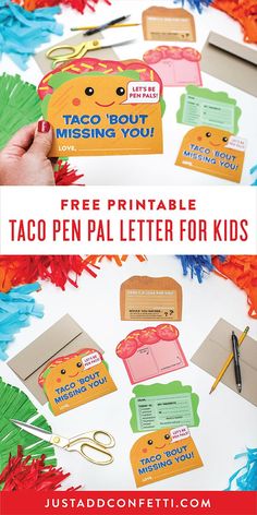 the free printable taco pen letter for kids is perfect to use with your child's stationery