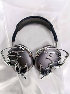 Headphone Attachment Aesthetic, 3d Printed Headphone Accessories, 3d Printed Accessories, Butterfly Headphones, Airpod Max Accessories, Headphones Attachment, Butterfly Wings Design, Flame Butterfly, Cool Headphones