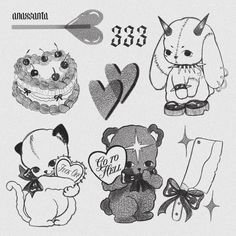 Bunny bear cat cake cute kawaii tattoo flash designs vintage cute animals hearts tattoo design ángel number cute bunny with alternative style Kawaii Tattoo Flash, Kawaii Flash Tattoo, Hell Tattoo, Cake Cute, Flash Designs, Bear Cat, Kawaii Tattoo, Flash Design, Bunny And Bear