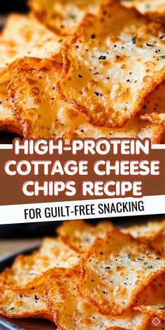 high protein cottage cheese chips recipe for guilt - free snacking with text overlay