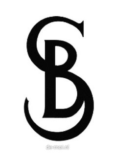 the letter b is shown in black and white