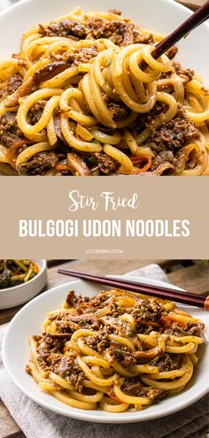 Stir-Fried Bulgogi Udon Noodles Bulgogi Pasta Recipe, Udon Noodle Recipe Ground Turkey, Udon Noodle Lunch, Bulgogi And Noodles, Beef Bulgogi Udon Noodles, Bulgogi Beef Noodles, Japache Noodles, Bulgogi Noodle Bowl, Beef Udon Recipe