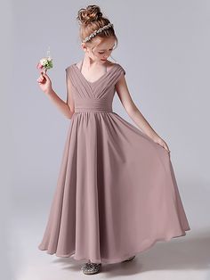 Description:   Halter V Back Junior Bridesmaid Dress   Details:     Silhouette: A-line  Fabric: Chiffon  Neckline: Halter  Sleeve Length: Sleeveless  Embellishment: Pleats  Floor-length chiffon dress.   With padding and boning.    Available in full-size range (J4-J16) and in  custom size         Ask a question Junior Bridesmaid Dress, Clover Green, Peacock Green, Junior Bridesmaid Dresses, Junior Bridesmaid, Star Dress, Junior Dresses, Green Turquoise, Pink Candy