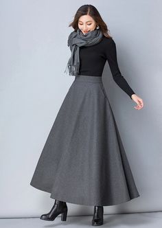 Fall Maxi Skirt Outfits, Long Wool Skirt, Maxi Skirt Fall, Long Skirt Fashion, Long Skirt Outfits, Winter Skirt Outfit, Maxi Skirt Outfits, Rock Outfit, Long Skirts For Women