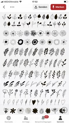 an image of flowers and leaves drawn on paper with the text, flower doodles