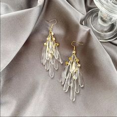 Length: 10. 3cm Width : 2.2 Cm Material : Acrylic New With Tag Party Crystal Earrings For Pierced Ears, Party Clear Crystal Earrings For Pierced Ears, Summer Party Clear Jewelry, Party Glass Earrings In Clear Color, Transparent Fashion, Tassel Earrings, Woman Colour, Earrings For Women, Women's Jewelry