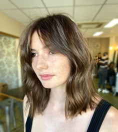 Curtain Bangs Midi Hair, Collarbone Haircut With Curtain Bangs, Short Brunette Hair For Round Face, Medium Length Haircut Middle Part Curtain Bangs, Longer Curtain Bangs Short Hair, Mid Length Lob With Curtain Bangs, Short Brown Hair With Curtain Bangs Wavy, Curtain Bangs Length, Curtain Bangs And Shoulder Length Hair